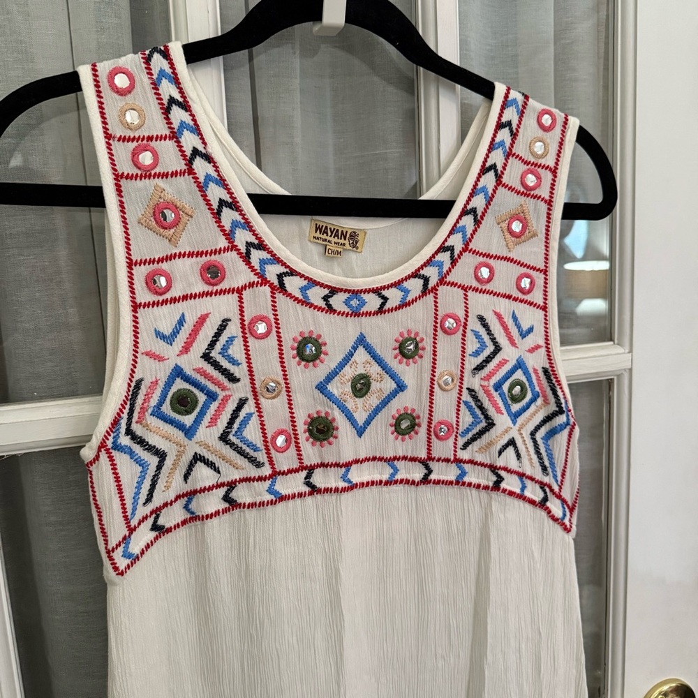 Wayan Embroidered Sleeveless Maxi Dress S/M 💕🌴 From Tulum Mexico Boho Festival